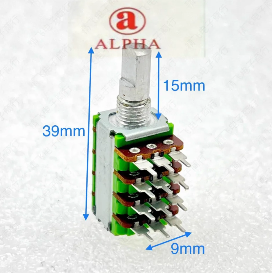 1 pcs. Taiwan ALPHA Alpha RK12 precision potentiometer quad B100K * 4 shaft length 15MM quad channel