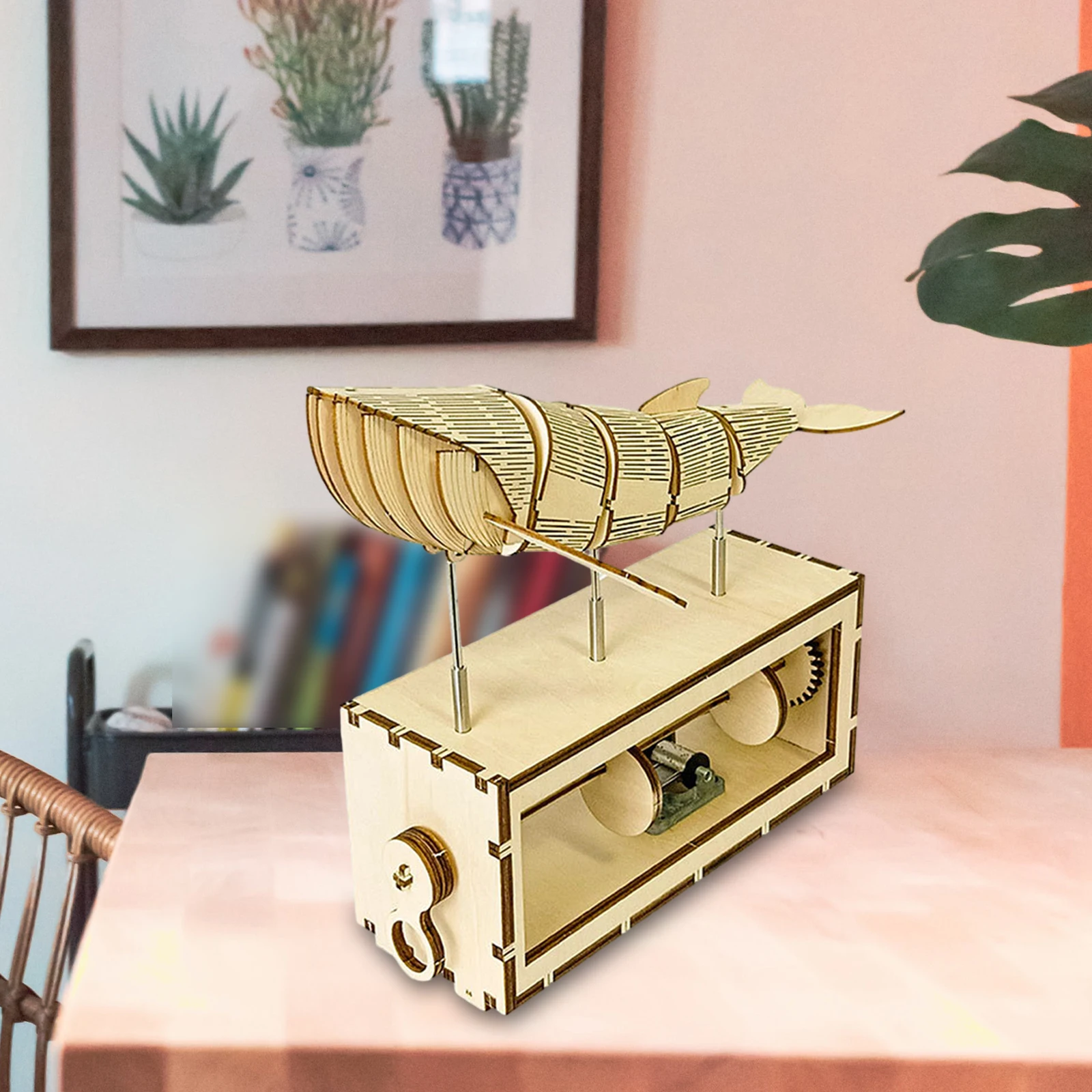 3D Wooden Puzzle Hand Crank Music Box Handmade Mechanical Music Boxes Movement Creative Crafts for Children Birthday