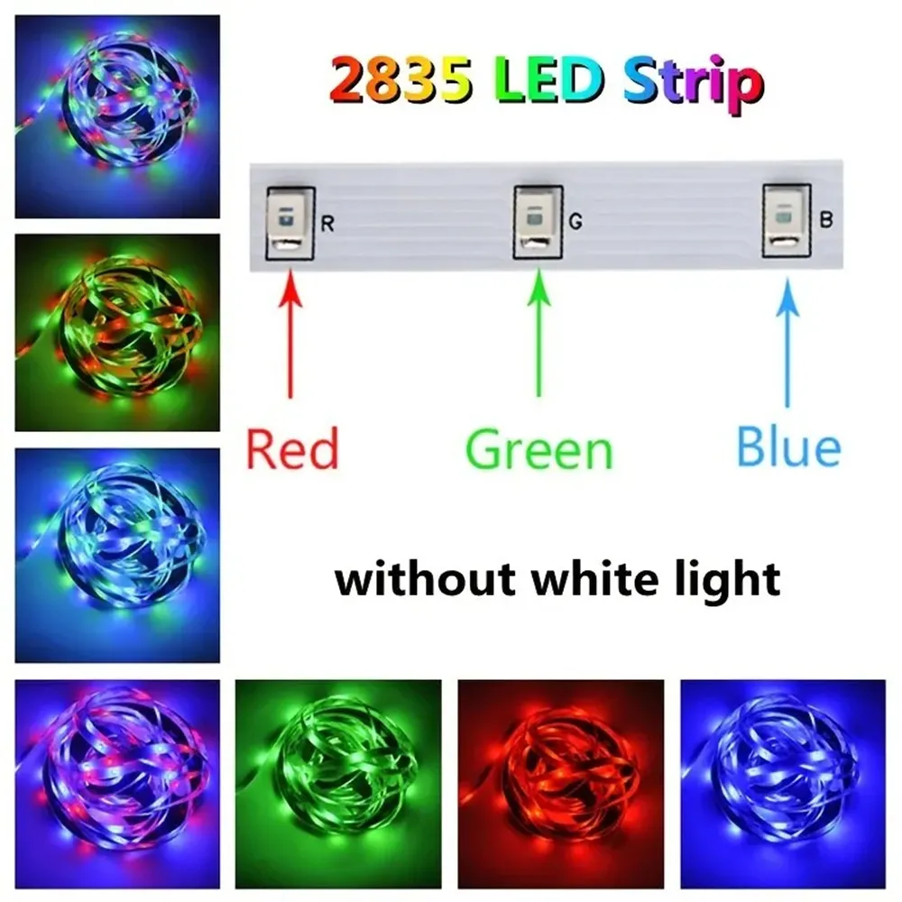 RGB LED 스트립 조명, 유연한 테이프 램프, 24 키 리모컨, 크리스마스 생일 웨딩 파티 홈 장식 DIY, 2835 RGB LED