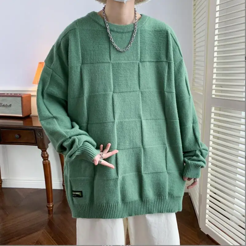 M-8XL 스웨터 남자 2022 가을 겨울 새로운 beancurd 큐브 긴 소매 O 칼라 니트 탑스 가짜 럭셔리 남자 의류 w371