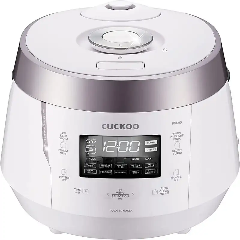 

CRP-P1009S 10-Cup (Uncooked) Heating Pressure Rice Cooker, Made in Korea, White
