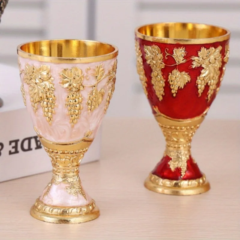 Vintage Metal Embossed Wine Cup 1Pcs Creative Wine Cup Home Decor Glass for Party