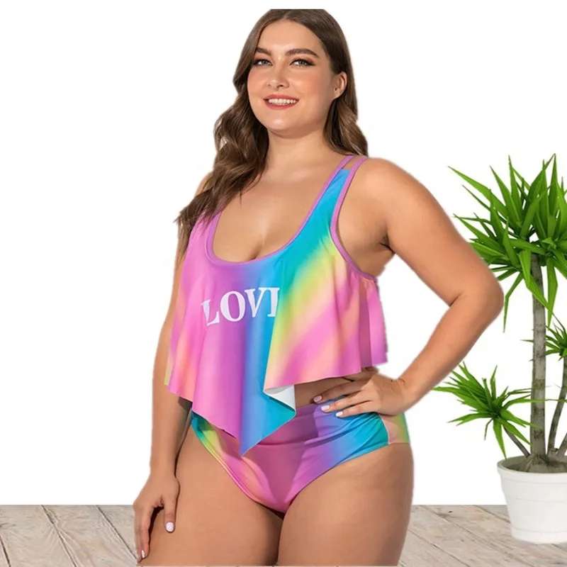 

2022 New Arrival L 5XL Plus Size Two Pieces Swimsuit Beachwear Bikini For Mature Women Wholesale China