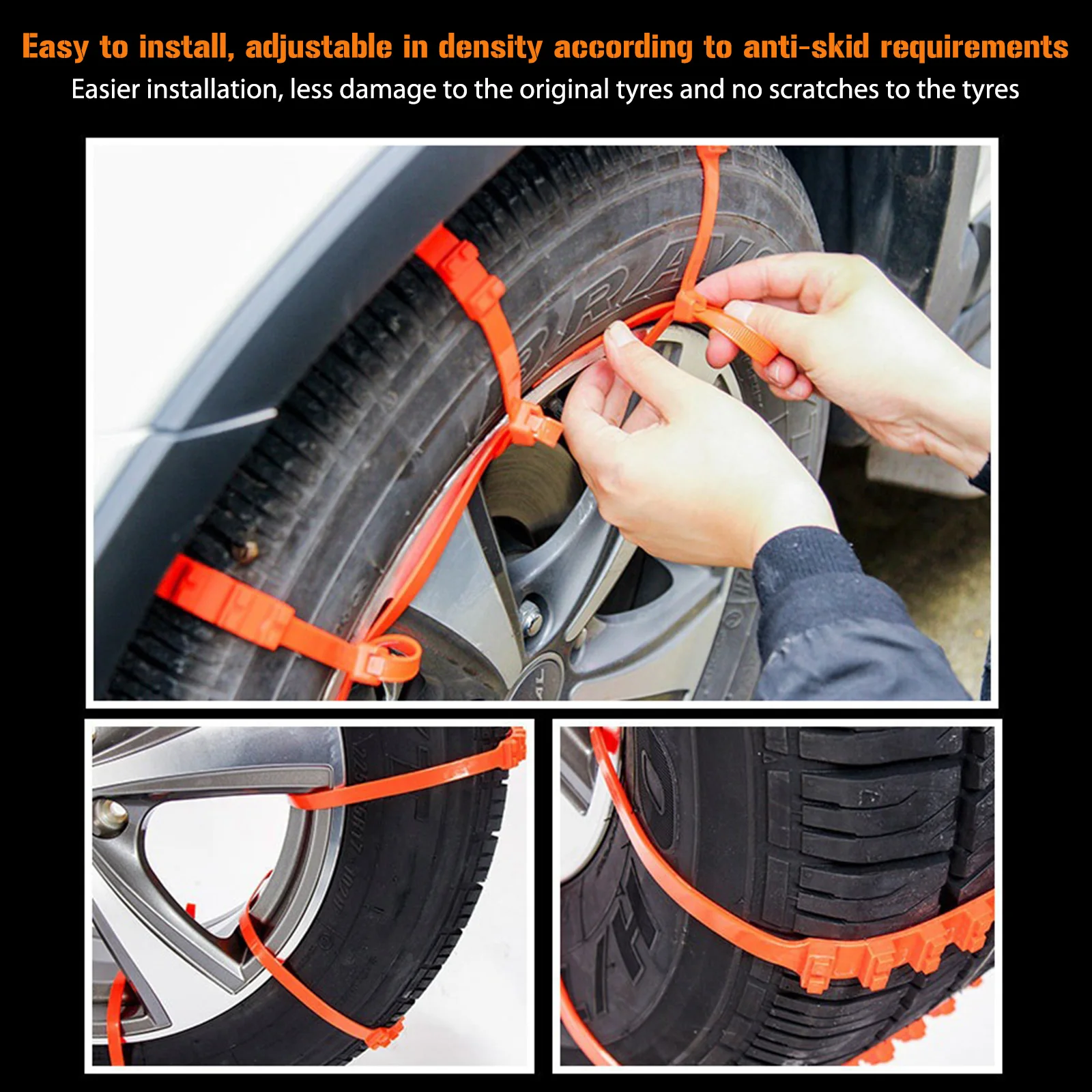 Car snow tire chains 10-30Pcs car wheels tire snow chains anti-slip nylon for mud road adjustable