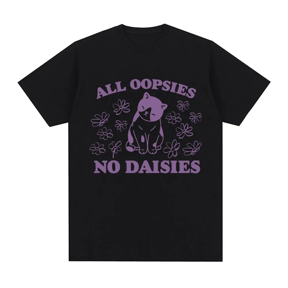 Футболка с графическим рисунком, футболки с забавным котом и мемом, летние хлопковые повседневные футболки оверсайз с коротким рукавом, футболки без маргариток, котенок в стиле ретро