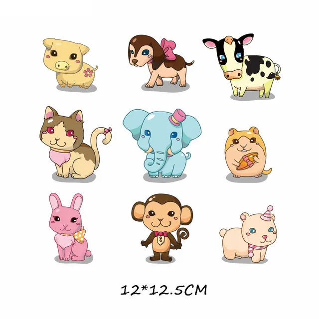 Cartoon Animal Patch Set Iron on Transfer Cute Unicorn Cat Owl Dog Flower Patches for Kids Girl Clothing T-shirt DIY Heat Press 719