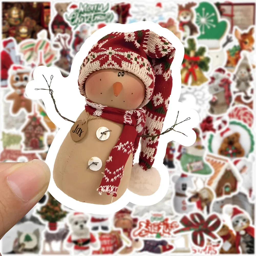 10/30/50/100pcs Vintage Merry Christmas Stickers Aesthetic Deer Santa Claus Snowman Cartoon Decals DIY Stationery Phone Laptop