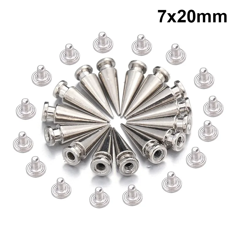 200 Borchie A Vite In Metallo Argento - 7x10 Mm | Per Vestiti, Borse E Fai-Da-Te