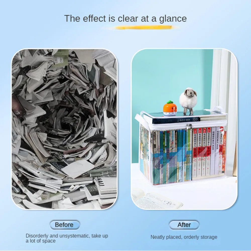 Foldable book box student dormitory classroom book organizer transparent waterproof household organizing storage box