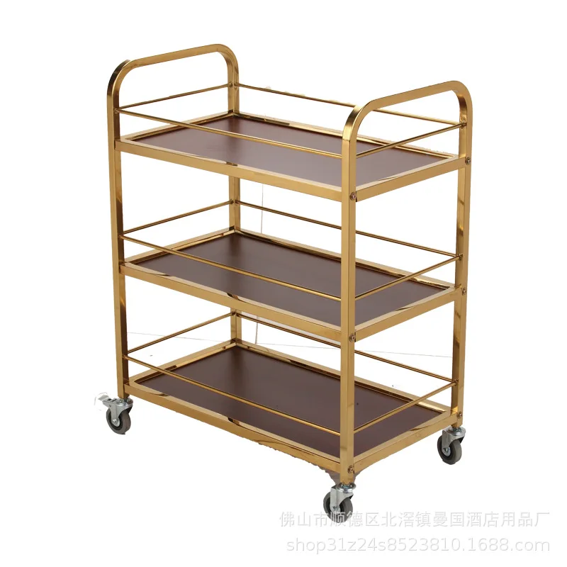Three-layer service car, hot pot delivery car, cake, wine, snack hotel special cart, titanium three-layer service car