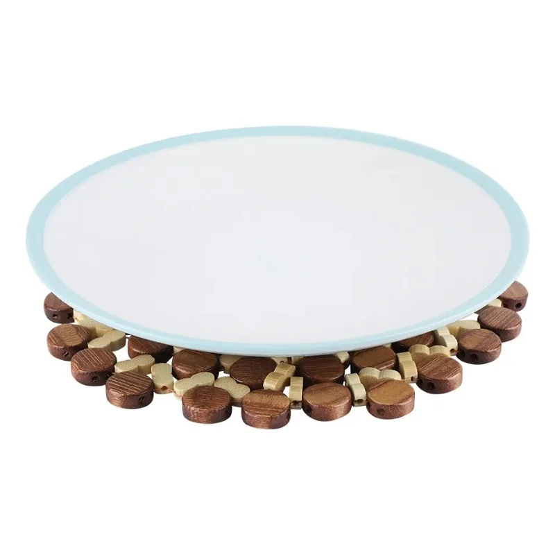 Bamboo Heat Insulation Coasters and Pot Holders with Hollow Design Non-Slip Placemats for Dining Table Wooden Kitchen Decor