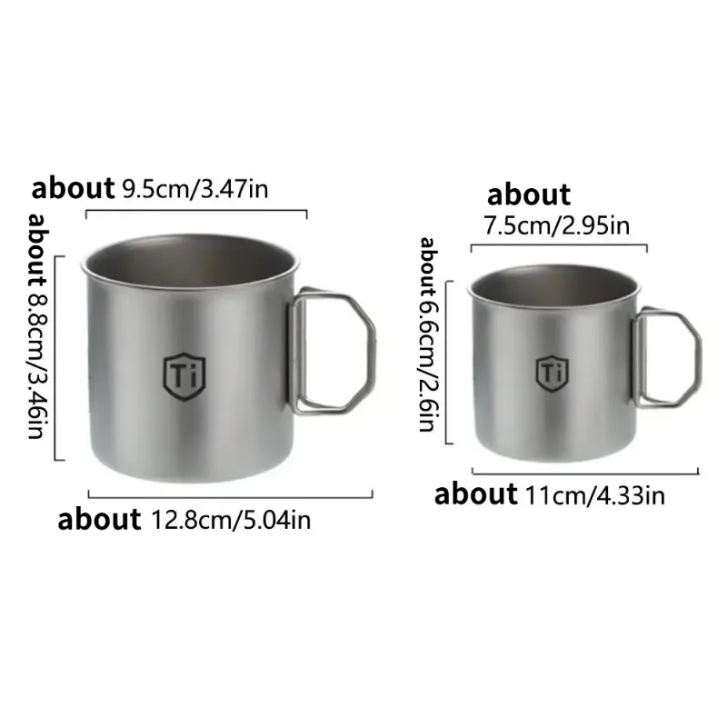 Ultralight Titanium Alloy Water Cup with Foldable Handle - Portable Outdoor Drinkware