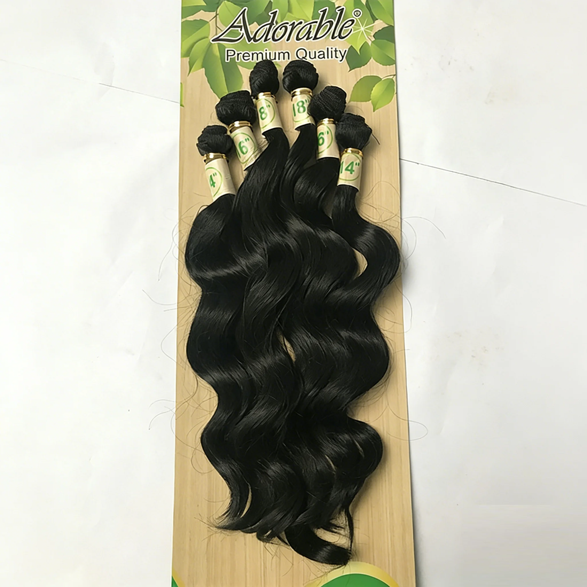 Adorable Synthetic Hair Weaves and Blends Remy Body Wave Wigs Bundles Weave Extensions 6pcs18'18'20'20” 22“22”Lace Closure - 2