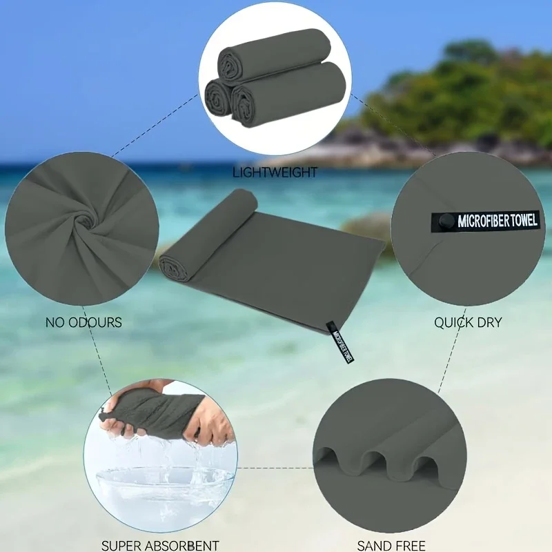 1-psc Microfiber Travel Towel, Quick Dry Towel Super Absorbent Compact Lightweight L For Beach, Gym, Pool, Bath, Yoga_voghion.com