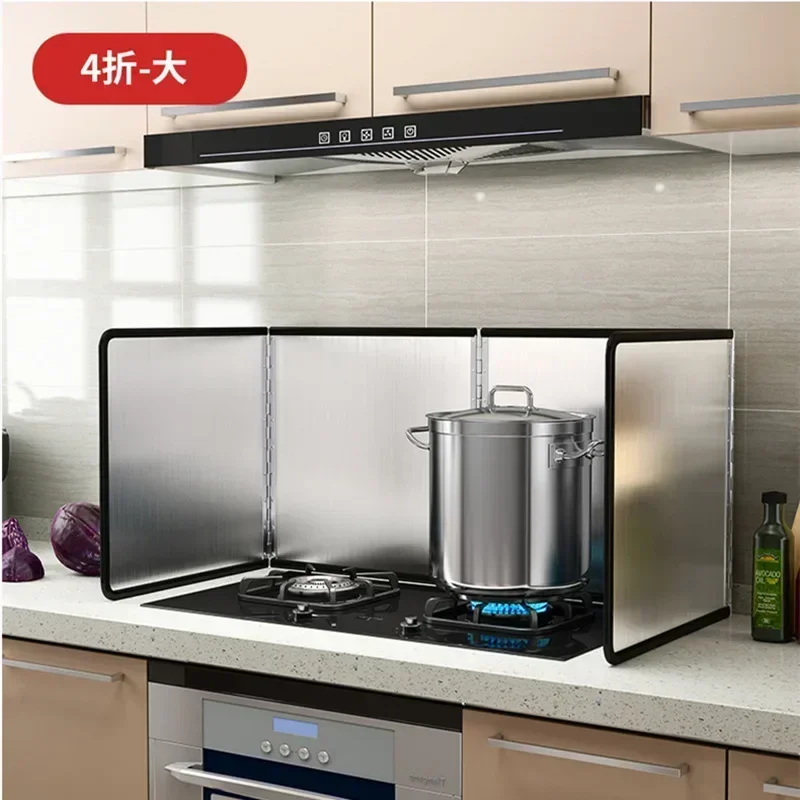 Kitchen Gas Stove Baffle kitchen splatter screen kitchen splash guard Stainless Steel Frying Oil Splashing Protection Foldable Splash Proof 1/2Pcs