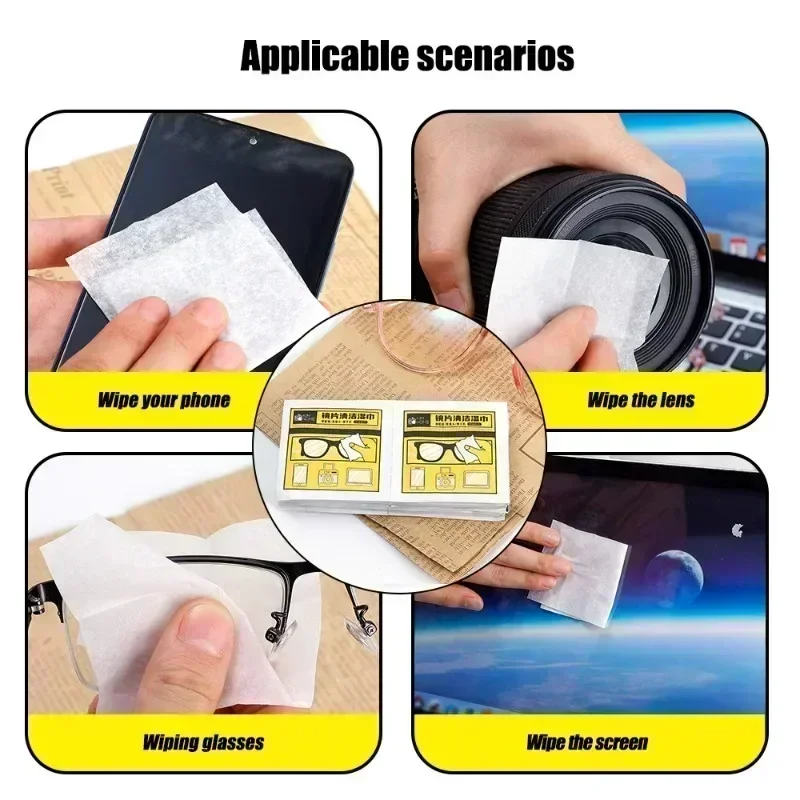 300/10Pcs Disposable Anti-fog Glasses Wipes Non-alcohol Wipes Cleaning Lens Wipe Mobile Phone Screen Lens Anti-fog Glasses Wipes 6