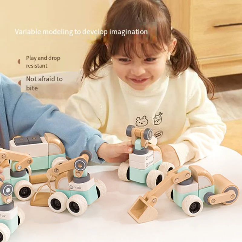 

Children's Toy Puzzle Building Block Toy Wooden Diy Engineering Car Gift Set Variety Assembled Wooden Creative Birthday Gift