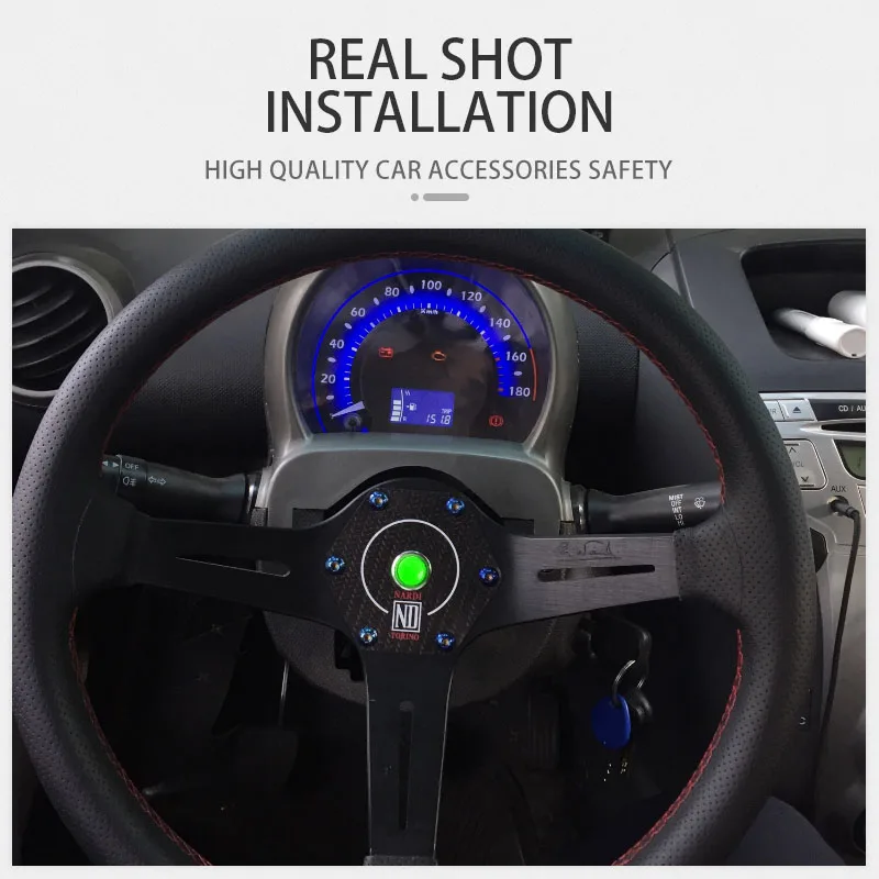 Carbon Fiber Car Steering Wheel Horn Button Cover Universal 9cm ND Racing Sport Speaker Switch Push Auto Interior Accessories