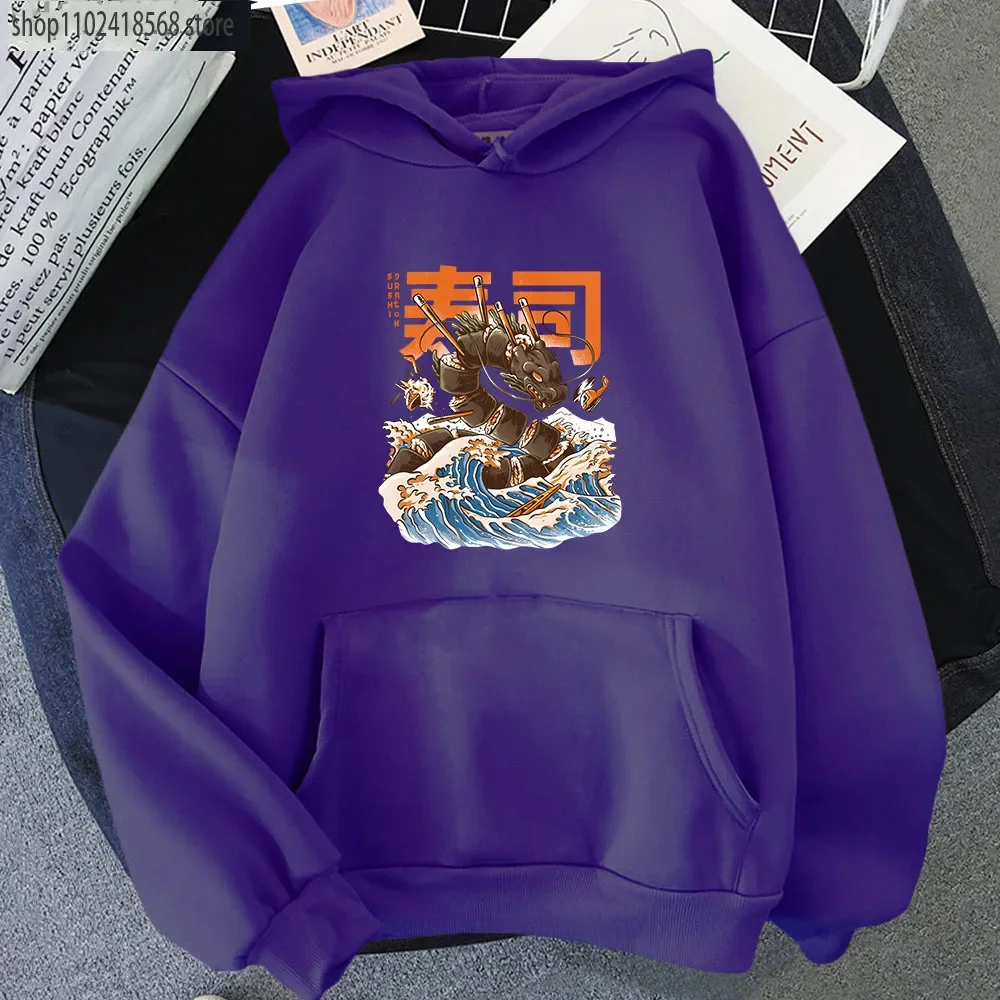 Great Sushi Dragon Hoodies Japanese Style Sweatshirt High Street Streetwear Women Clothing Harajuku Men Pullover Y2k  Sudaderas