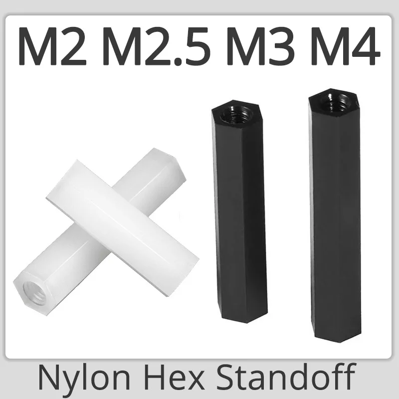 Vis d'entretoise hexagonale en nylon pour carte mère d'ordinateur PC, entretoise PCB, filetage MeaccelerThread, longueur de 2,2 5-20mm, noir figuré, blanc, M2, M2.5, M3