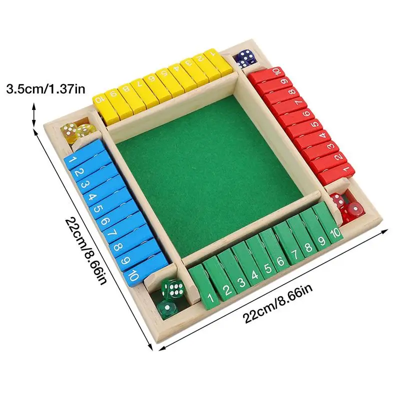Shut The Box Board Game Wood 1-4 Players Shut The Box Dice Game Children's Parent-Child Board Game For Math Teaching 6