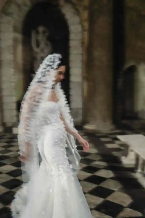 3D 손으로 만든 꽃 웨딩 베일 한 레이어 Tulle Vestido De Noiva 화이트 맞춤 제작 우아한 신부 랩 빗 사용자 정의