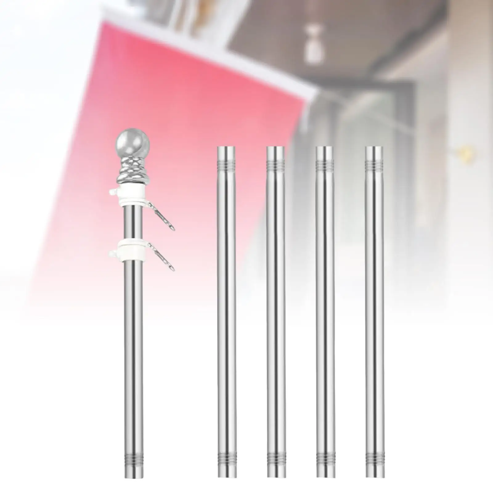 5Pcs Flagpole Five Sections Rod for Boat, Yacht Commercial Flag Pole Outdoor