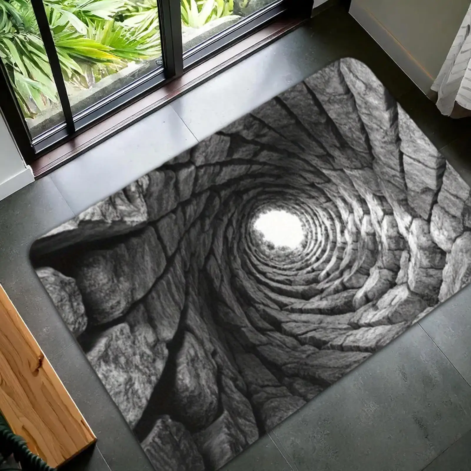 Visualabyss Rugs 3D Optical Illusion Visual Abyss Non-Slip Door Mat Absorbent Doormat ...