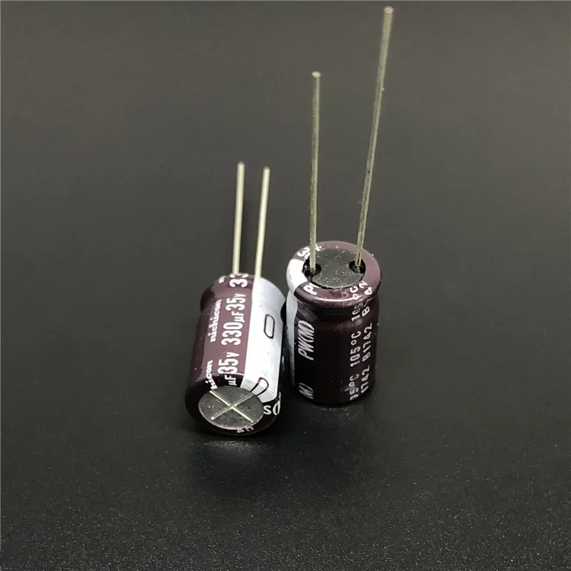 10 pces/100 pces 330 uf 35 v nichicon pw série 10x16mm baixa impedância longa vida 35v330uf alumínio capacitor eletrolítico