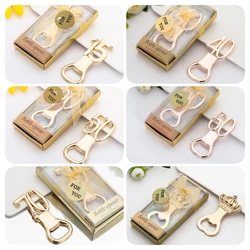 20pcs Boxes 15/40/50/60 More Anniversary Decoration Gifts Golden Bottle Opener for Birthday Wedding Anniversary Party Supplies