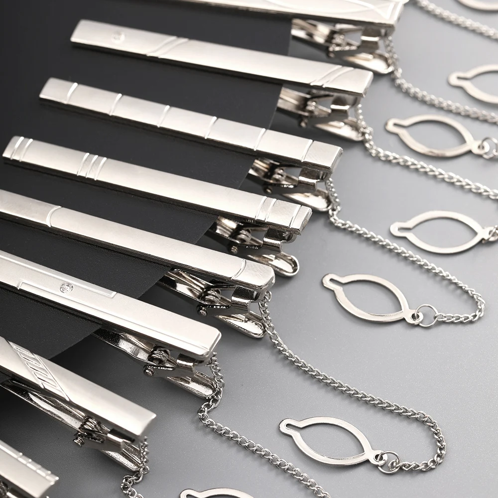 Tie Clips Classic Necktie Clip For Business Men Silver Color Crystal Decor All Match Short Fashion Wedding Ornaments