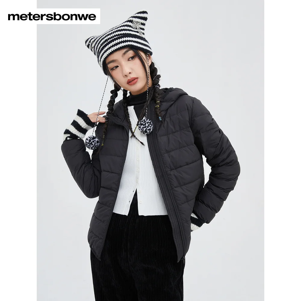 Metersbonwe Women's 22New Winter Women's Multi-Coloured Hooded Down Jacket Solid Color Youth Ultra Light Thin Warm Wear Casual