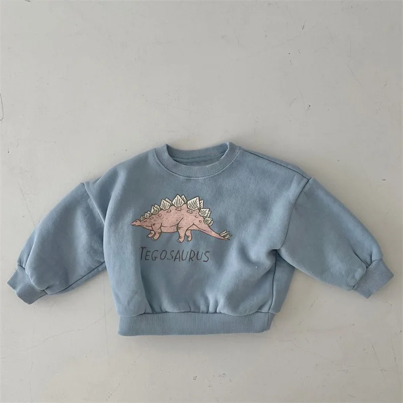 Kids Sweatshirt Winter Baby Girls Boys Fleece Dinosaur Print