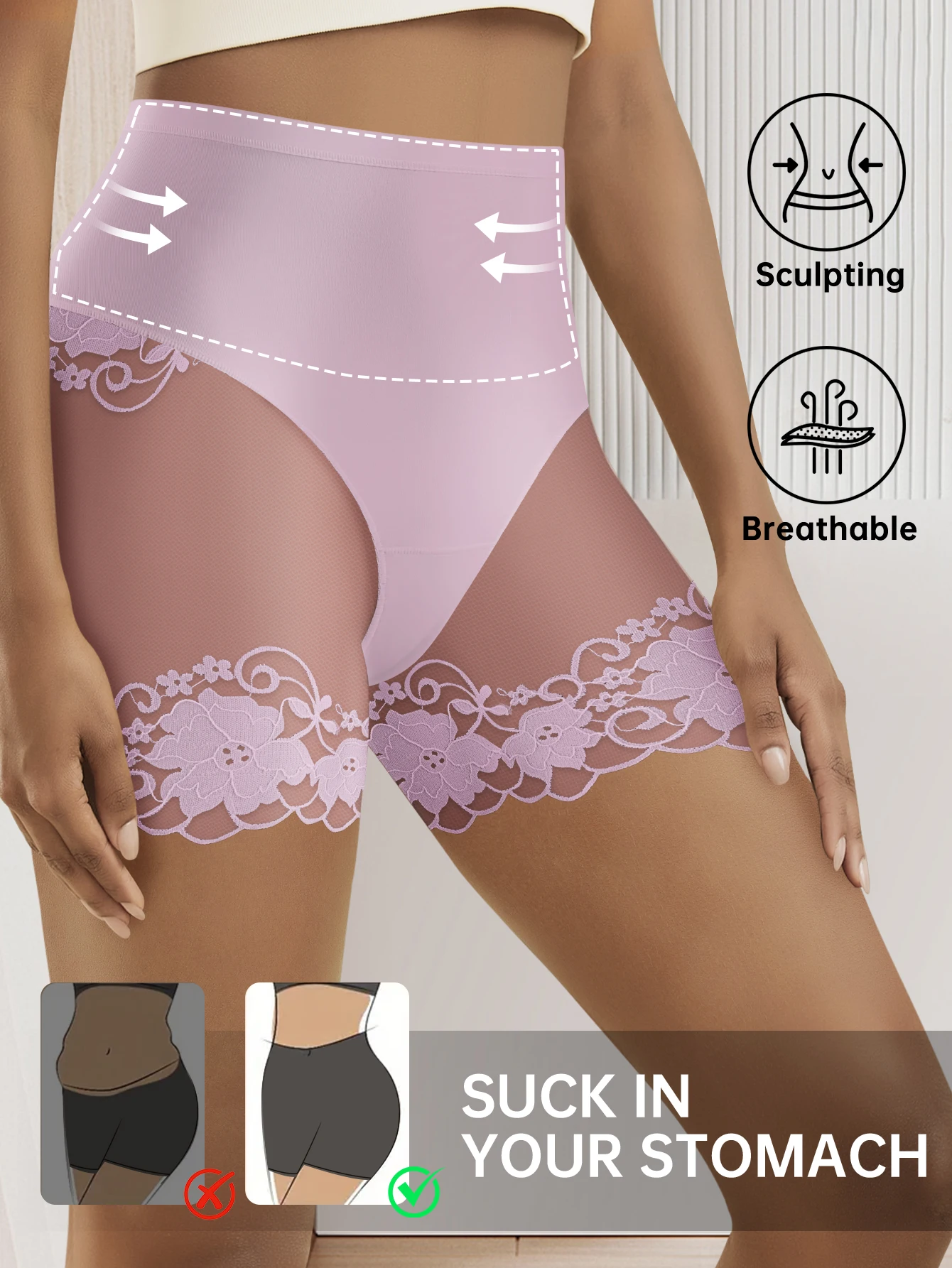 2-Pack Women’s Transparent Boyshorts - Lightweight, Breathable, Mid-Waist Tummy Control, Perfect for Romantic Dates and Everyday 5