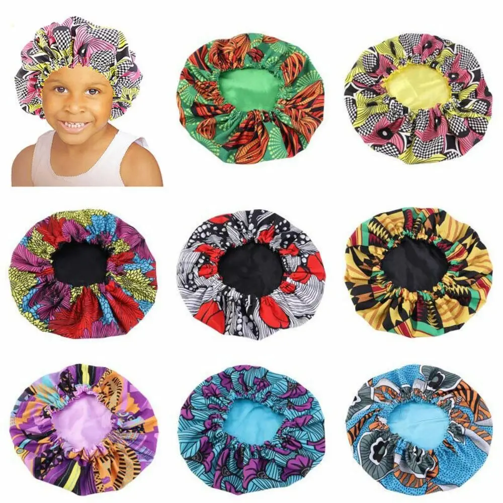 

Polyester Children's Satin Sleeping Hat High Quality 2-7 years old Satin Kids Satin Night Sleep Cap Wide Elastic Head Cover