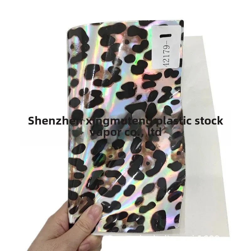 New Laser Leopard Print Leather Shiny PU Artificial Leather Women's Bag Shoe Material Fabric Hair Bottom Box Bag Material