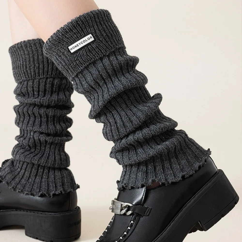 Thickened Solid Color Leg Warmers Polyester Fiber Mid Calf Socks
