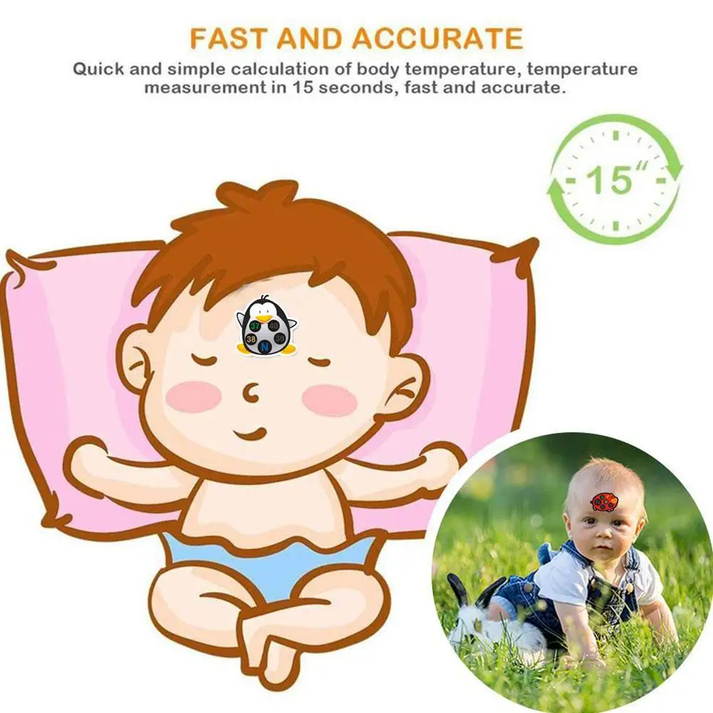 10 stücke Kinder Stirn Thermometer Streifen Cartoon Fieber Temperatur Aufkleber Stick Auf Fieber Aufkleber Für Kleinkinder Baby Fieber Bänder – Detail 6