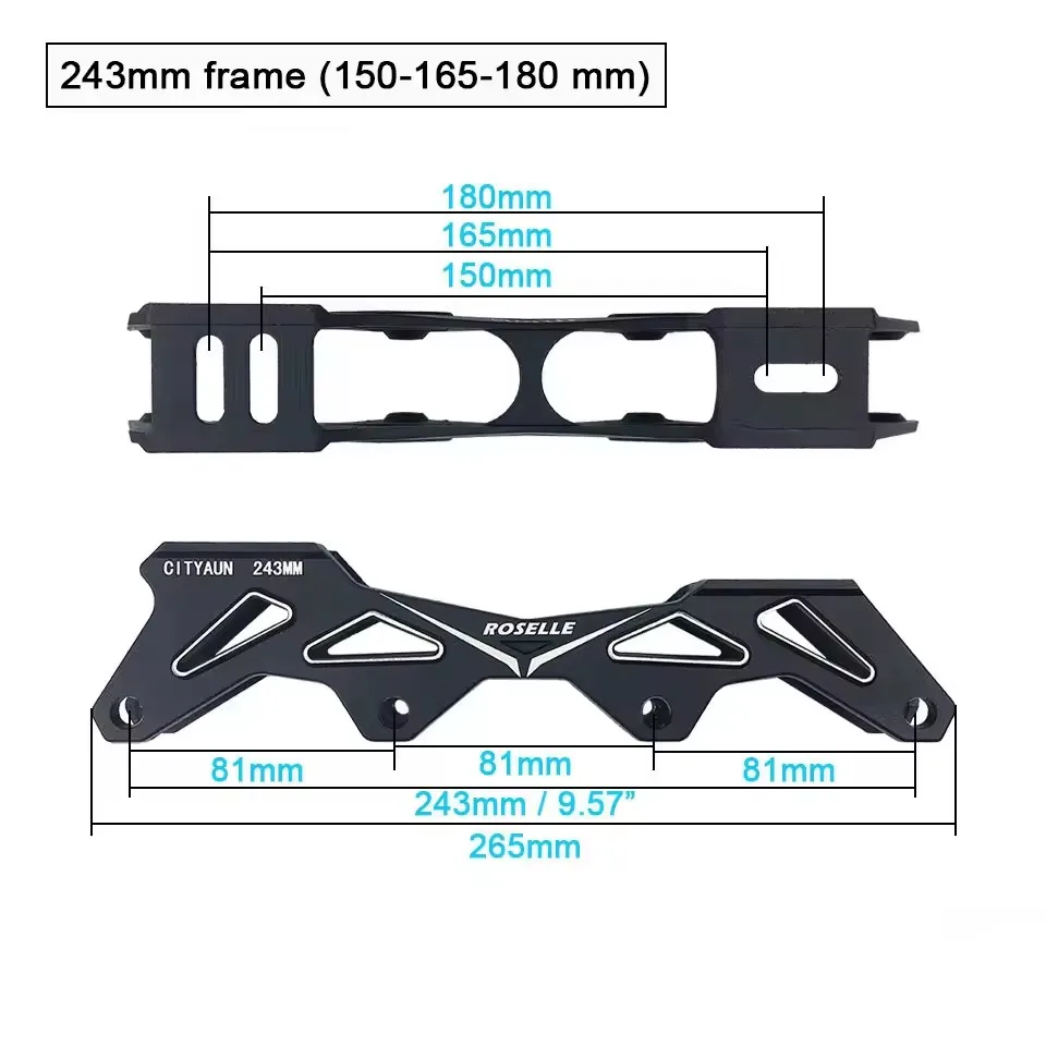 Roller Skate Frame 243 231 mm Inline Skates Chassis Aluminium Alloy Flat Frames for 76-80mm / 4x80mm Wheels Slalom Slide Skate roller skates