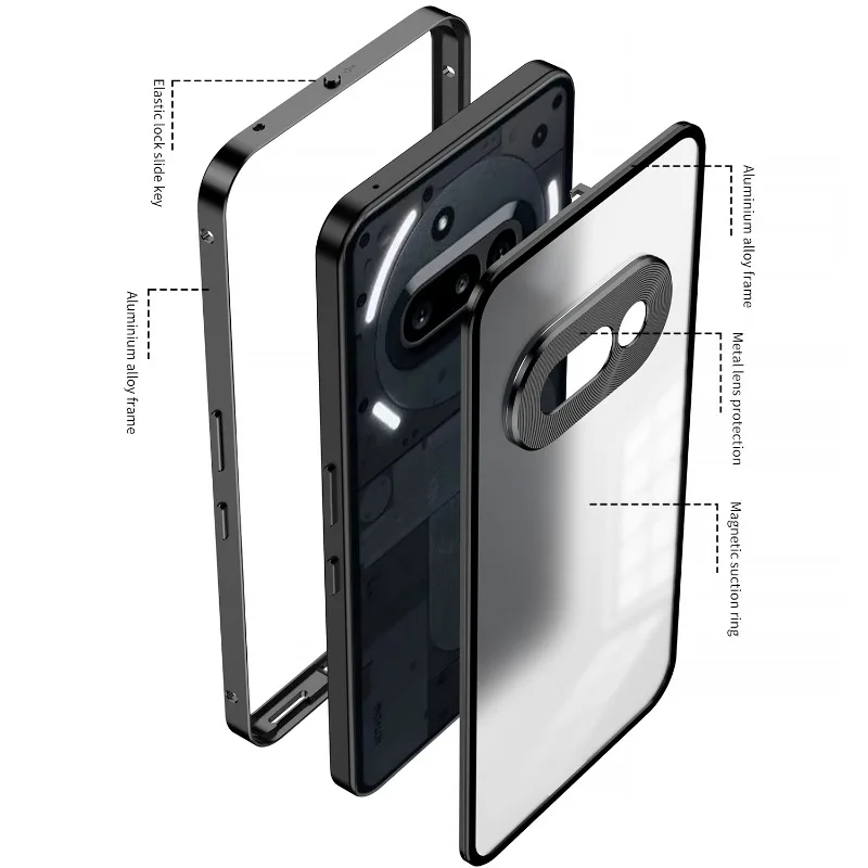 Enhanced Aluminium Alloy Metal Frame Bumper with Tempered Glass Back Case Cover