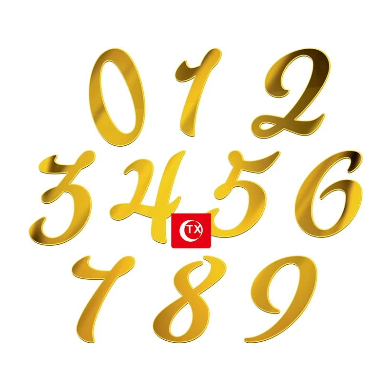 Acryl Kuchen Topper Zahlen 0–9 – Goldfarben – Wiederverwendbar Für Geburtstag, Hochzeit, Jubiläum – 10-teiliges Set