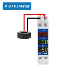Compact Din Rail Voltage and Current Meter with LED Display (VAHz)