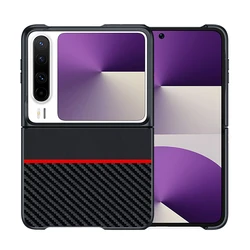 Shockproof Luxury Fiber Texture PU-Leather Phone Case Cover for Huawei Pura X (Splicing Red)
