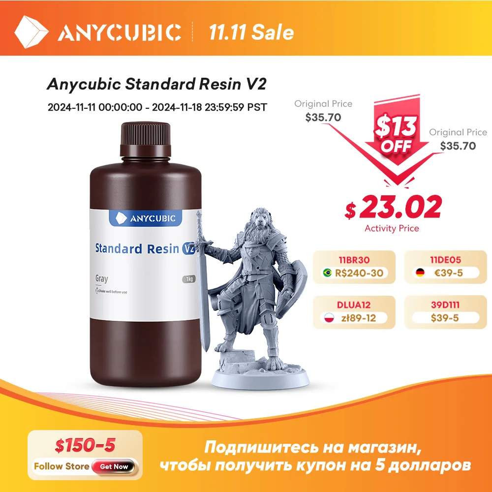Żywica 1K G ANYCUBIC 405nm UV z EU za $23.3 / ~94zł Żywica 1K G ANYCUBIC 405nm UV z EU za $23.3 / ~94zł