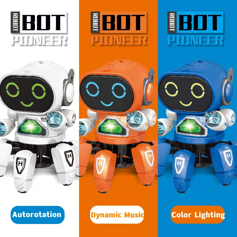 Electric Dance Robot Toys Lighting Musical 6 Claws Octopus Kids Interactive Games Educational Electronic Pets Robots Toys Gifts