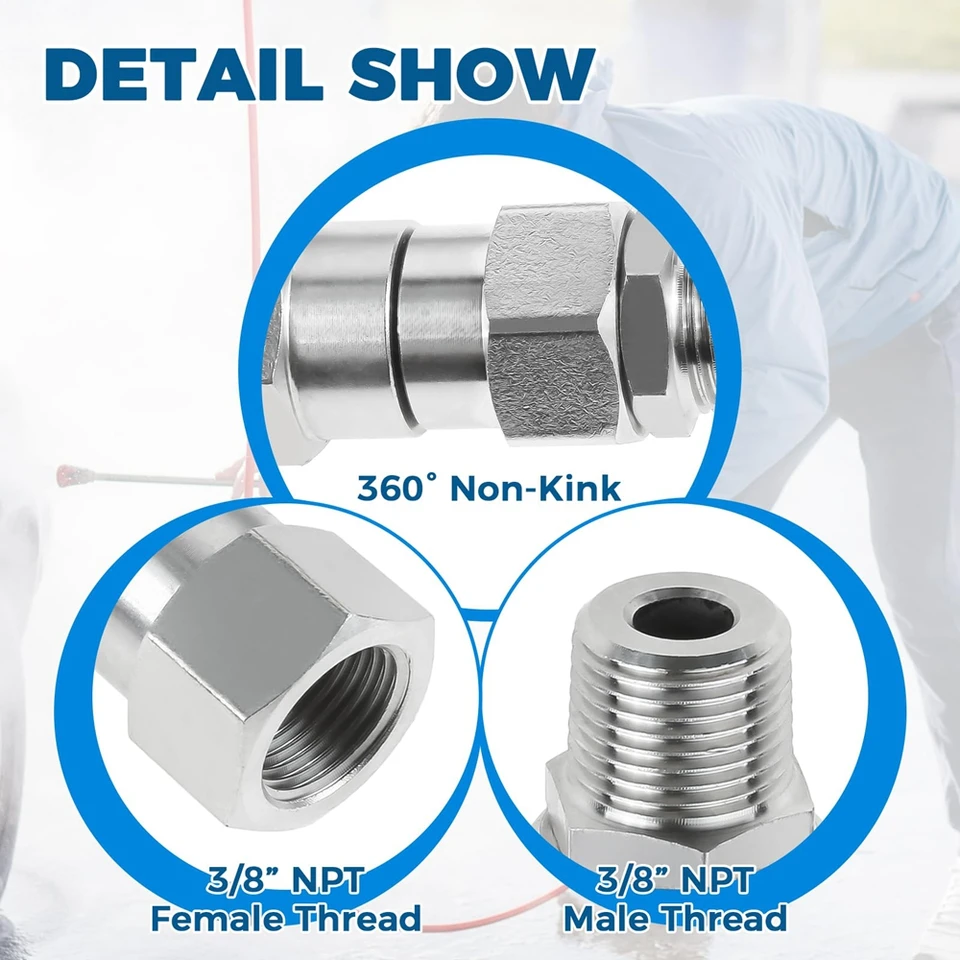 Raccordo Girevole Per Idropulitrice - Acciaio Inox - Filettatura 3/8 - Antigroviglio