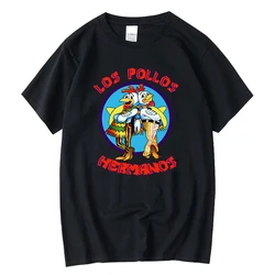 Summer Short-Sleeve 100% Cotton LOS POLLOS Graphic Tee - XXL (Black)
