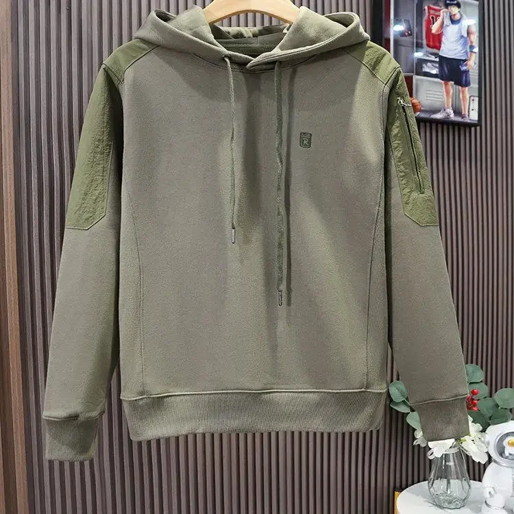 Loose Men's Hooded Sweatshirt Solid Black No Brand Cheap Simple Warm Male Hoodie Funny Overfit Sweat Shirt Tops High Quality Emo