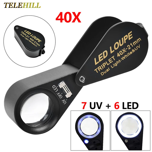 10X-40X Foldable Eye Magnifier Jewllery Loupe Magnifier Portable Metal Magnifying  Glass Optical Lens for Jewelry Coins Stamps - AliExpress