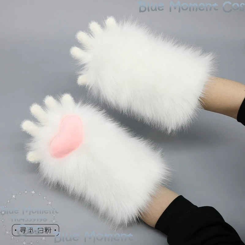 Animal Claws Kig Fursuit Kigurumi Furry Cosplay Furred Colorful Cute Kawaii Gloves Show fingers Holloween Women Men Customized